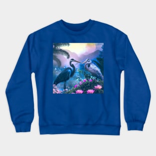 Great Blue Herons in The Tropical Paradise Crewneck Sweatshirt